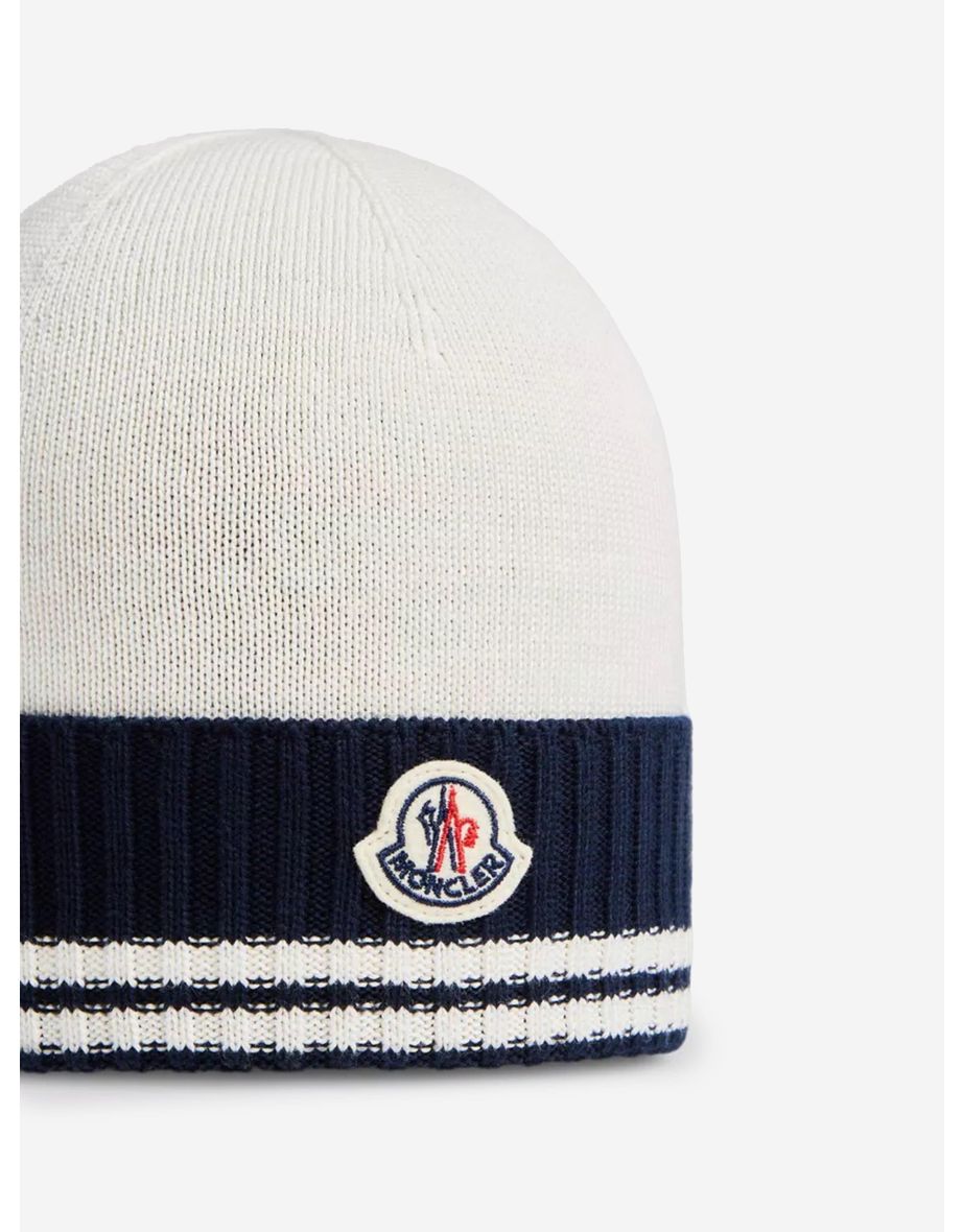 Baby Boys Logo Knitted Beanie Hat in White - 2