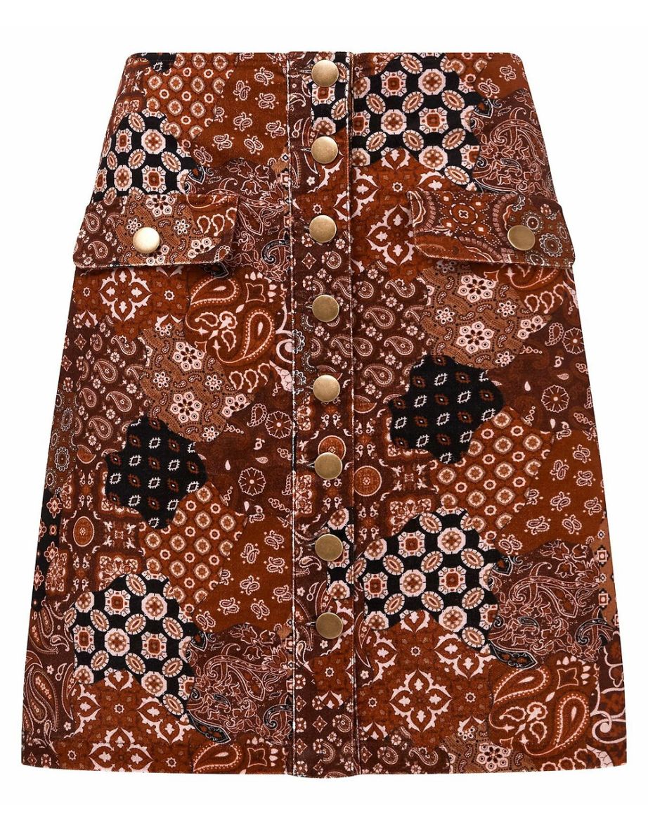 Floral Patchwork Mini Skirt in Cotton - 4