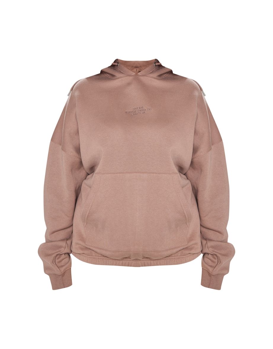 Plus Chocolate Brown Slogan Oversized Hoodie - 4