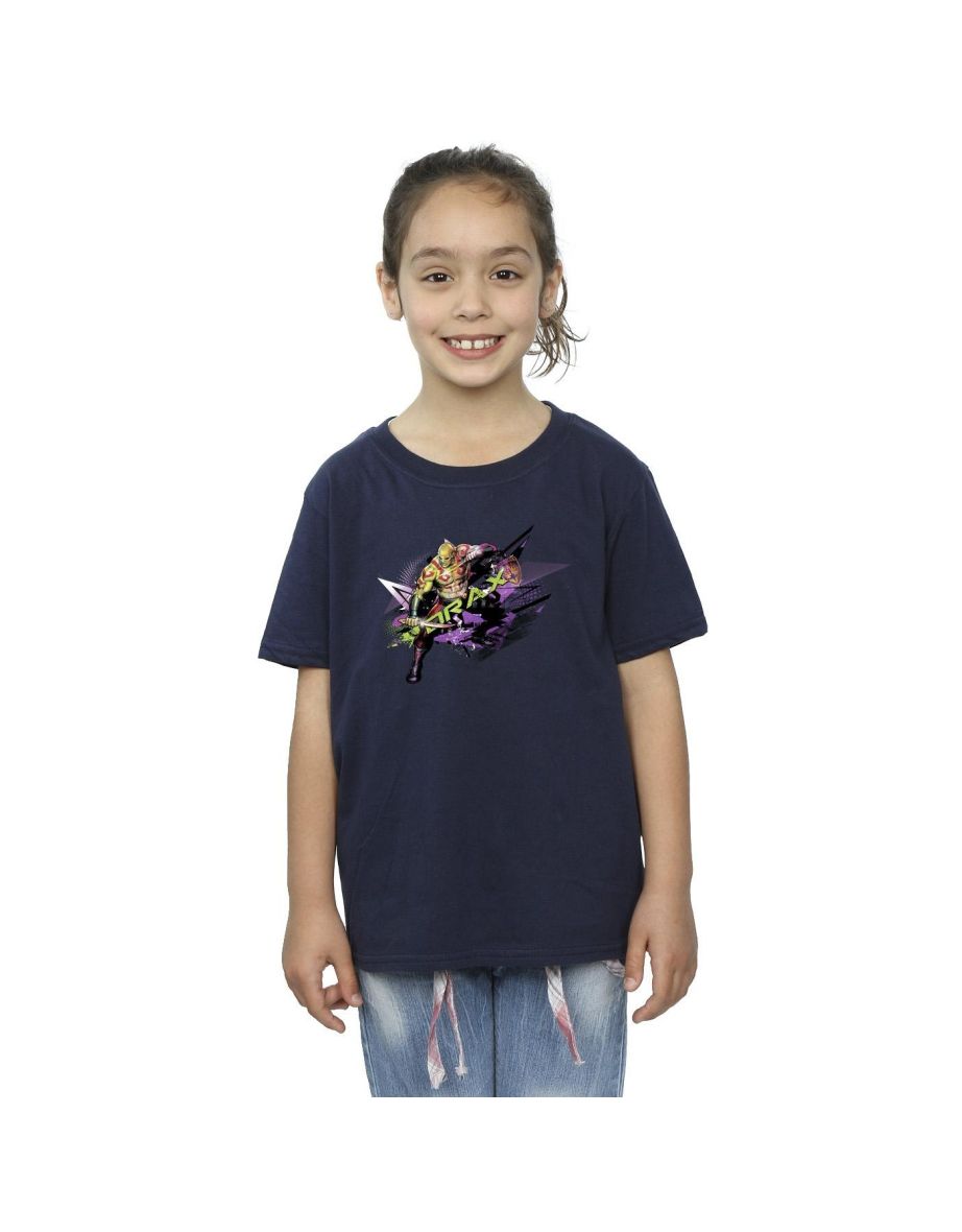 Marvel Girls Guardians Of The Galaxy Abstract Drax Cotton T-Shirt - Navy Blue