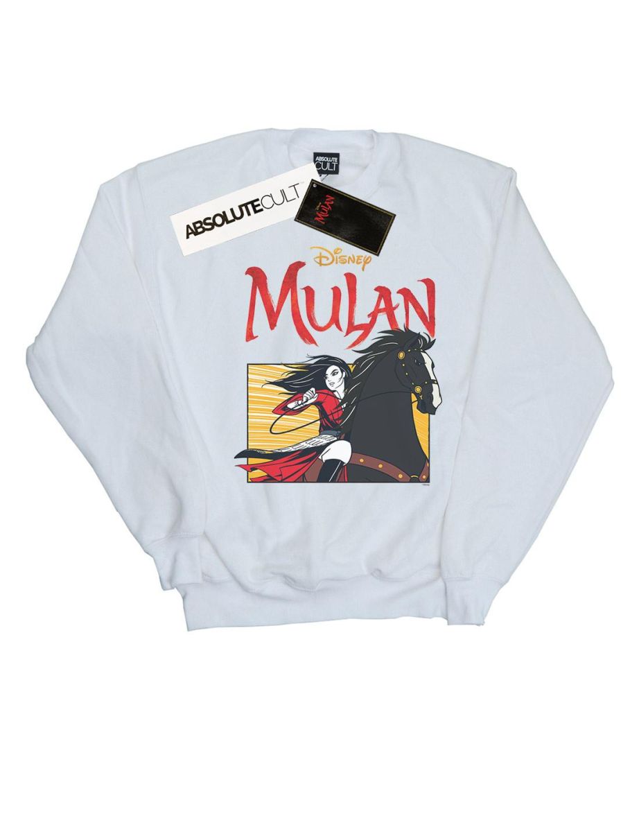 Disney Girls Mulan Movie Horse Frame Sweatshirt - White