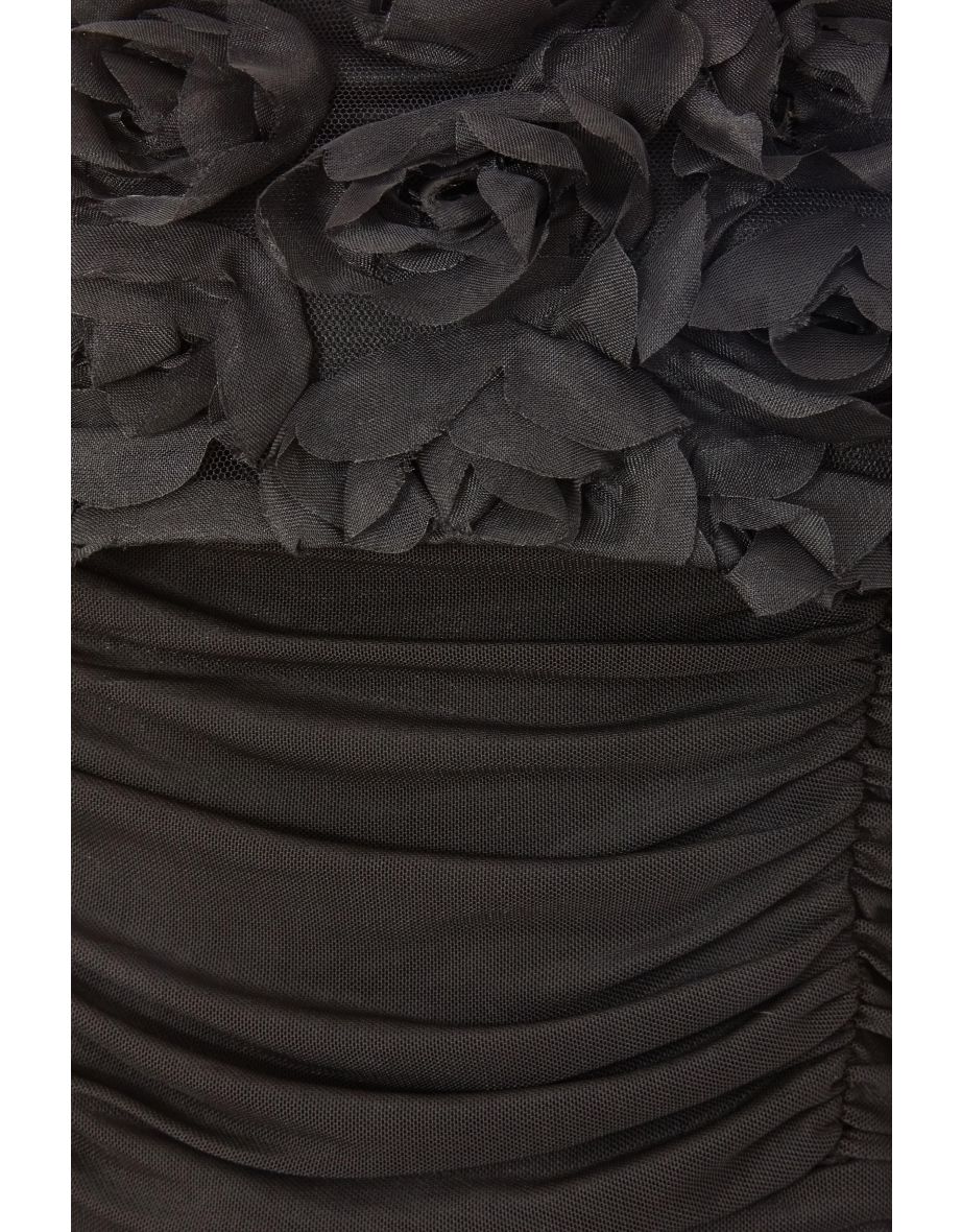 Black Mesh Bardot Maxi Dress - 5