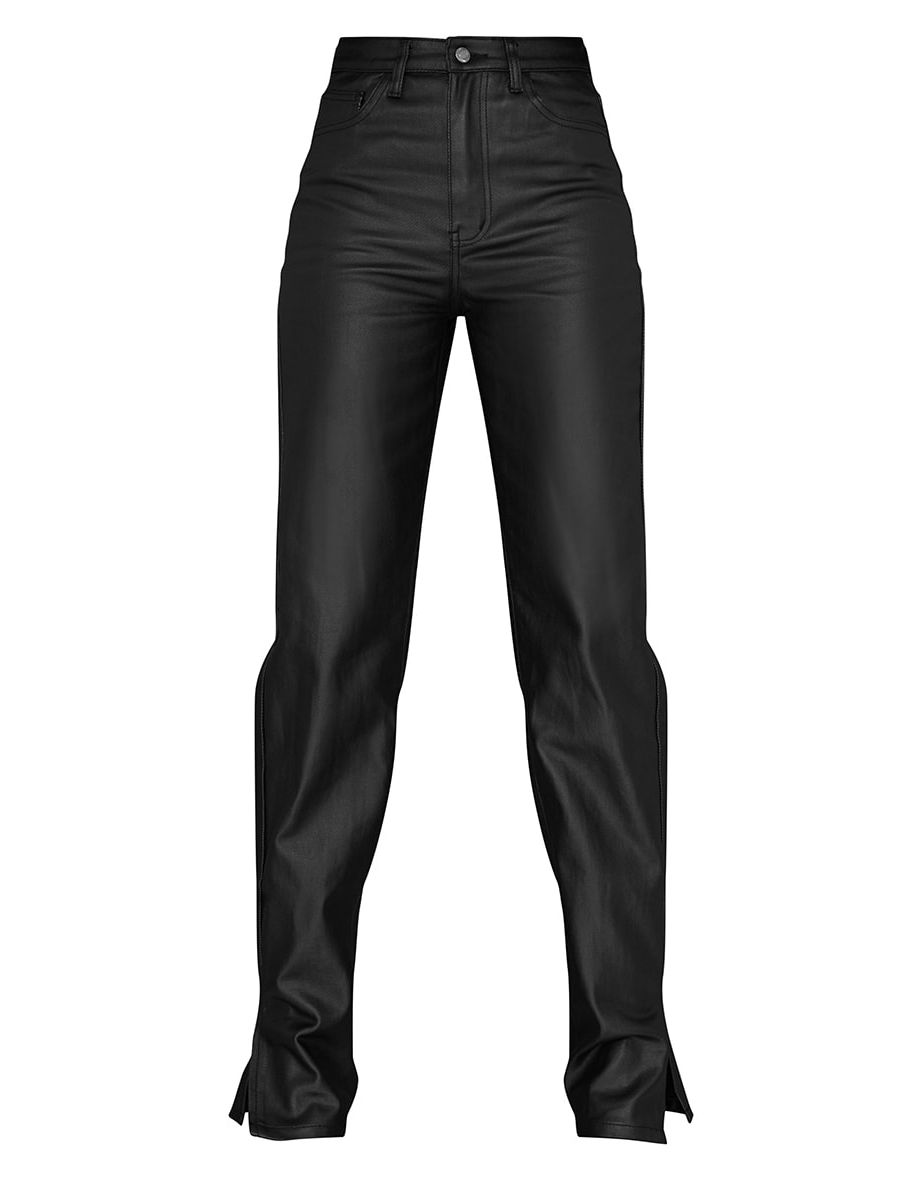 Tall  Black Split Hem Coated Jeans - 4