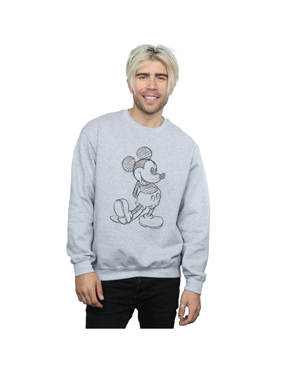 Disney Mens Mickey Mouse Sketch Kick Sweatshirt - Sports Grey