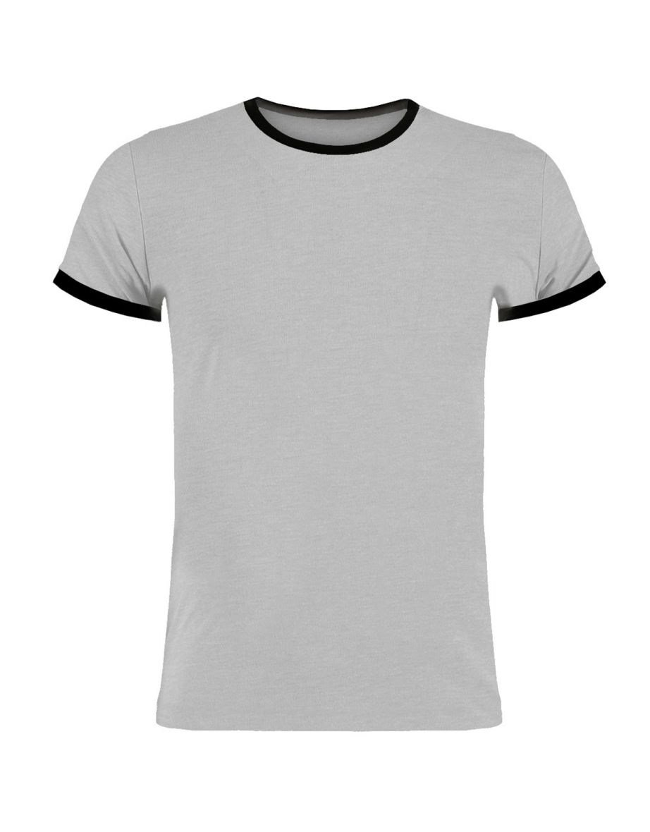 Kustom Kit Mens Ringer T-Shirt - Light Grey/Black Marl