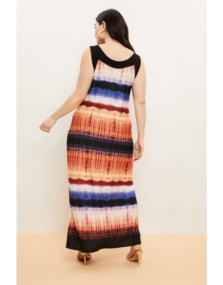 Curve Tie Dye Border Print Maxi Dress - 2