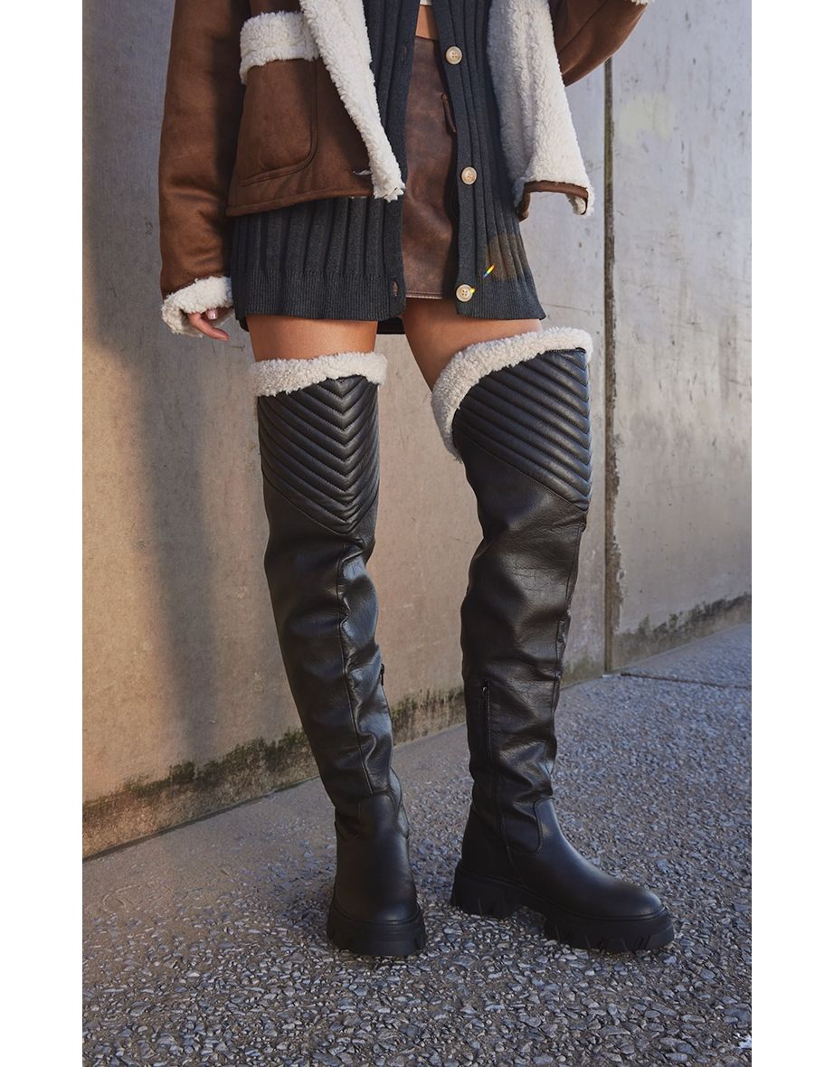 Over the shop knee shearling boots