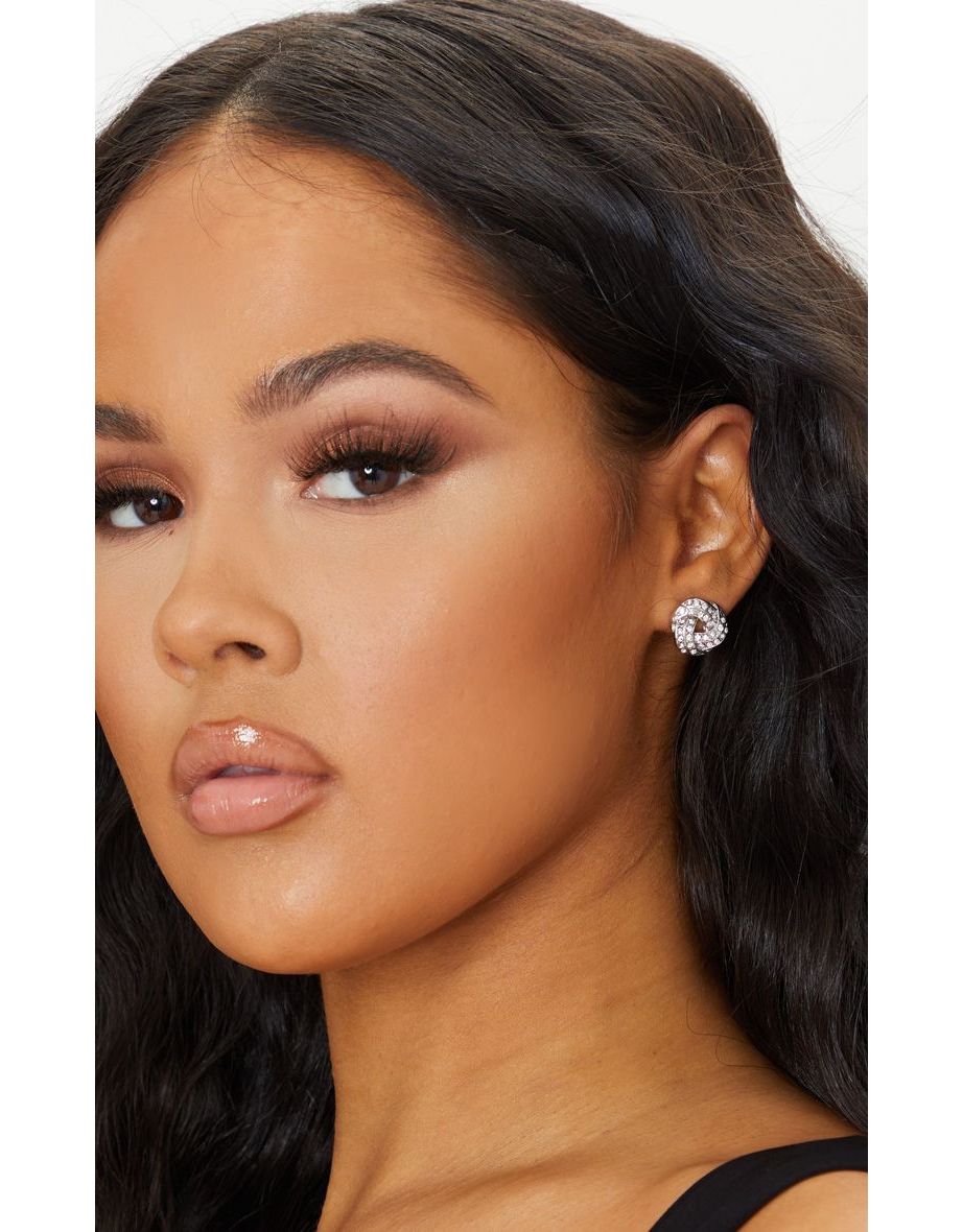 Silver Diamante Knocked Stud Earrings Multi Pack - 2