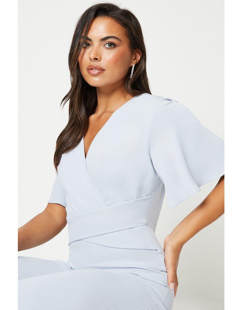 Cross Front Angel Sleeve Jumpsuit - 3