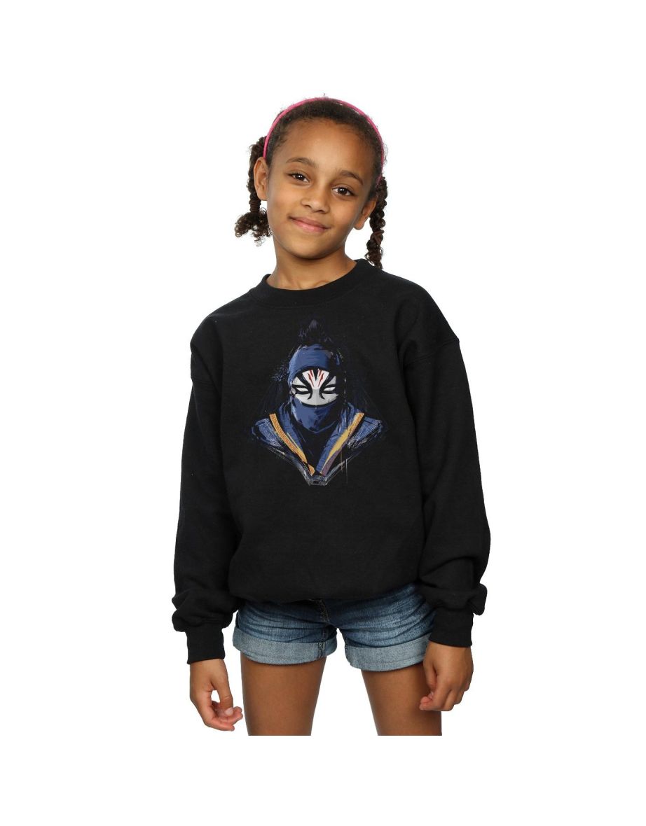 Marvel Girls Shang-Chi And The Legend Of The Ten Rings Razor Fist Masked Paint Sweatshirt - Black