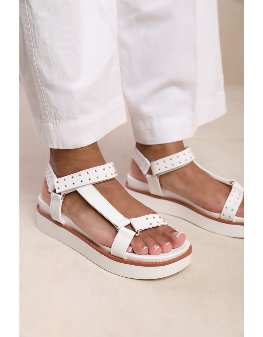 HAWAII MULTI STRAP SANDAL WITH STUD DETAIL IN WHITE - 1