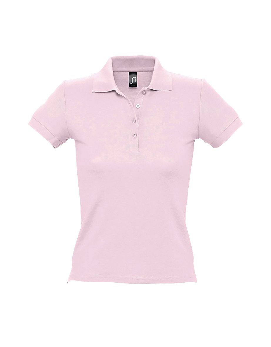 SOLS Womens/Ladies People Pique Short Sleeve Cotton Polo Shirt - Pale Pink