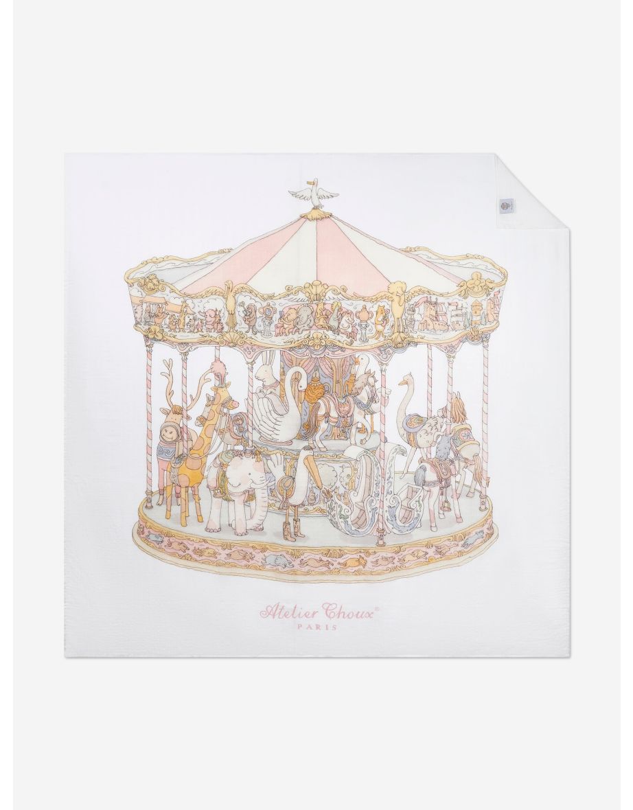 Atelier Choux Baby Girls Grand Carousel Swaddle in Pink (200cm)