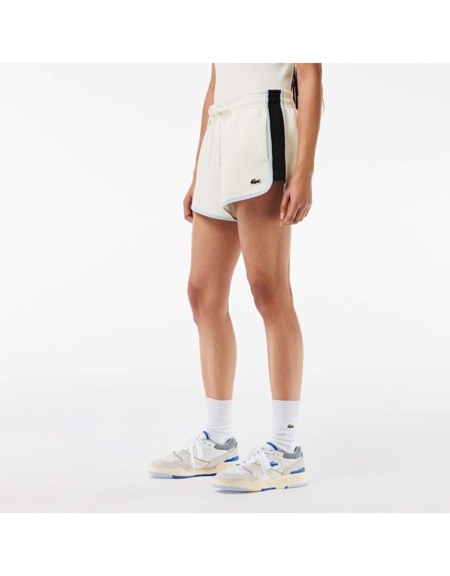 Women's Lacoste Contrast Panel Piqué Shorts in Cream
