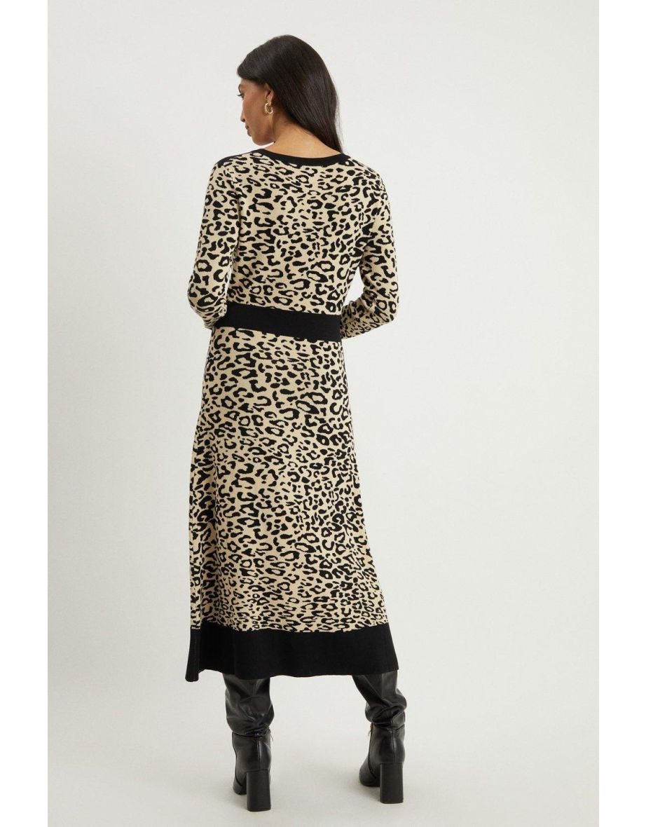 Leopard Print Knitted Dress - 2