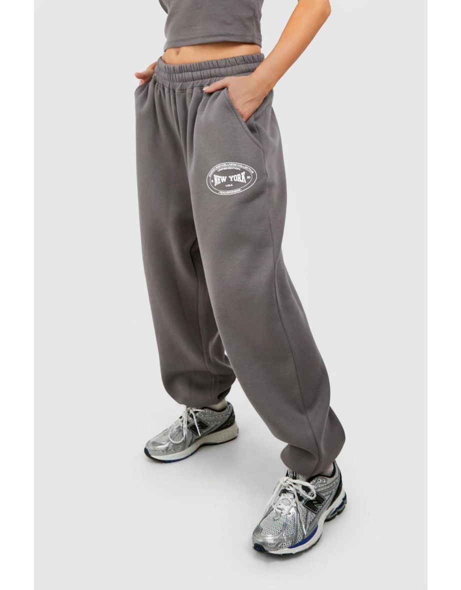 New York Slogan Cuffed Jogger - charcoal - 3