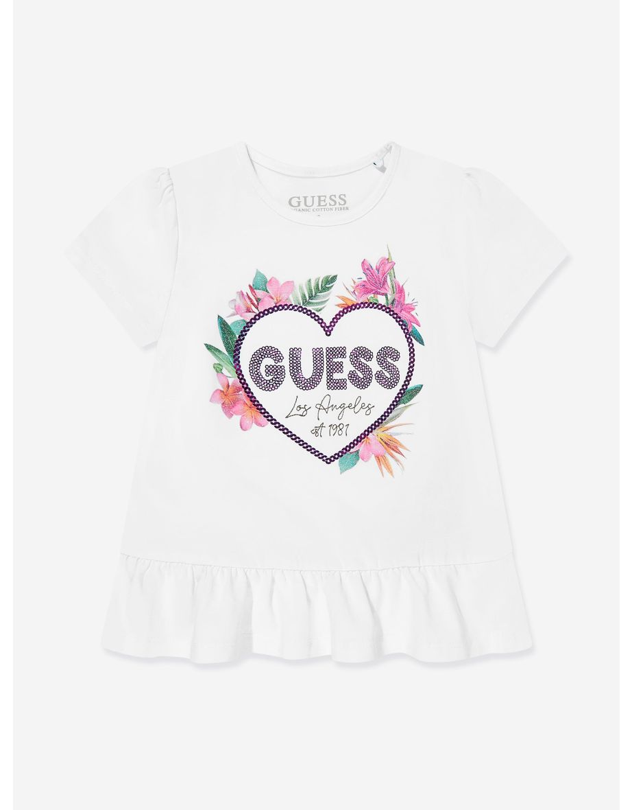 Girls Floral Logo T-Shirt in White