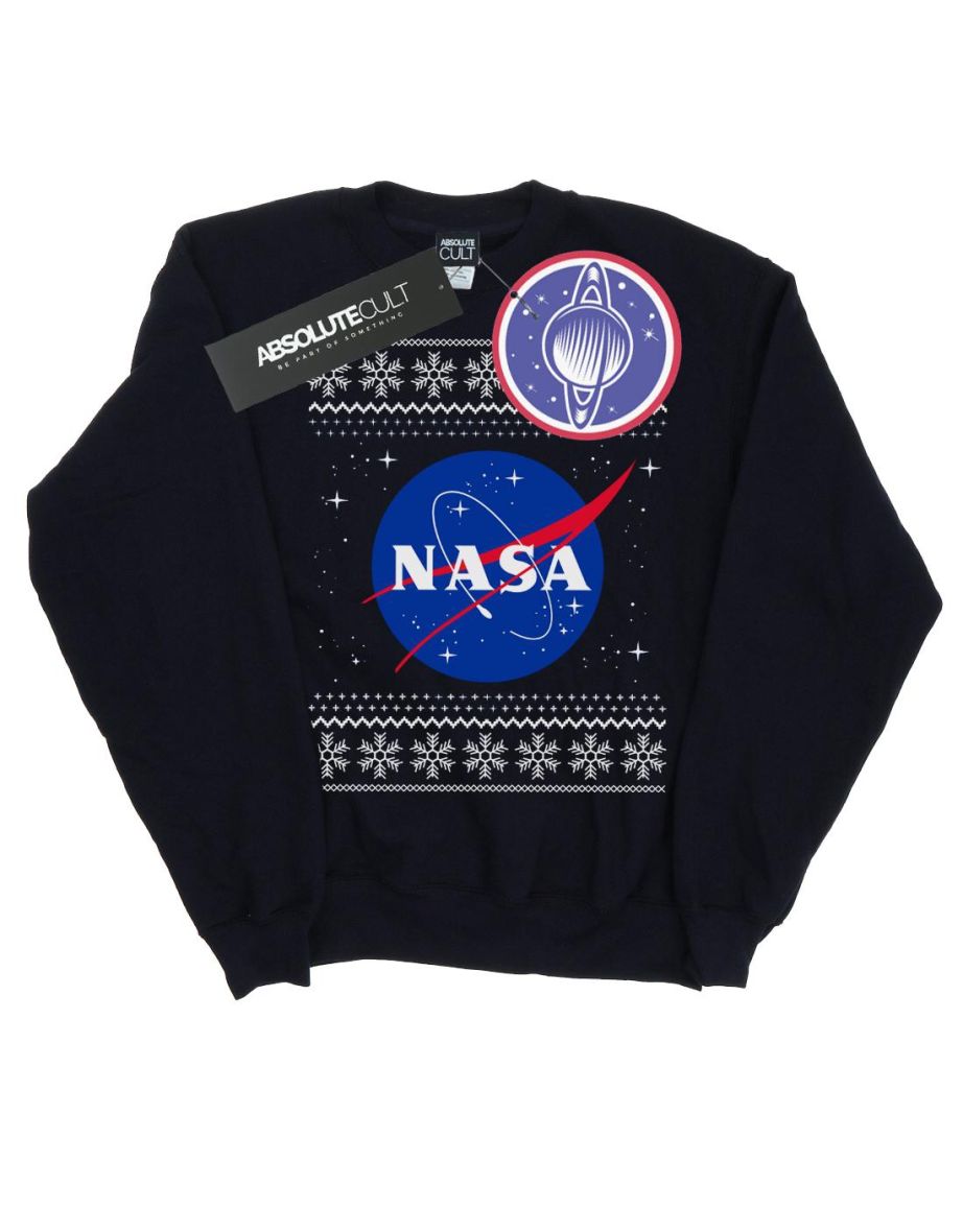 NASA Boys Classic Fair Isle Sweatshirt - Navy Blue - 1