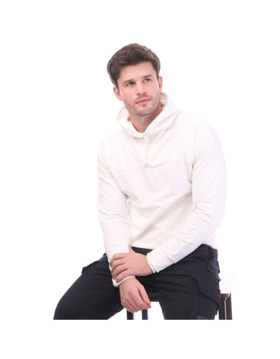 Men's C.P. Company Quarter-Zip Hoodie in White - 3