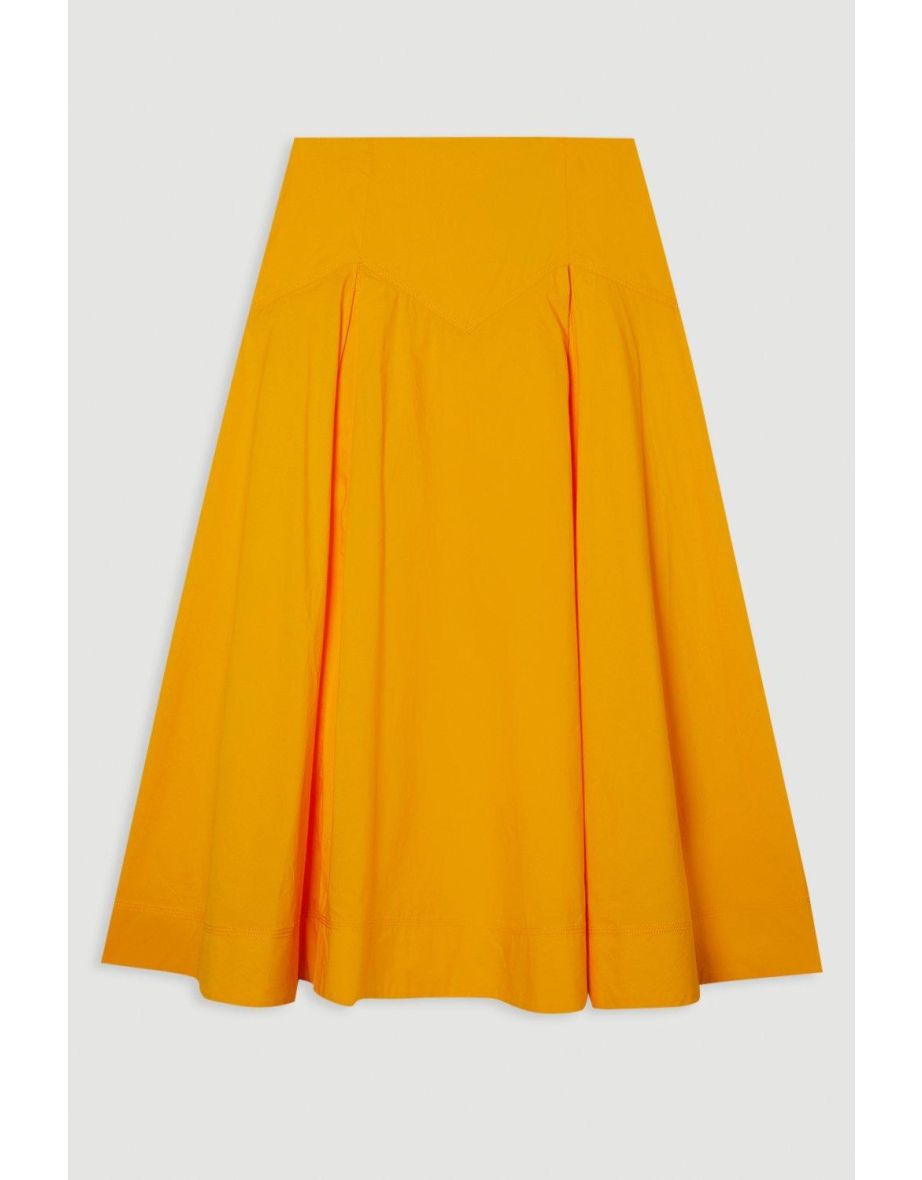 Cotton Woven Prom Skirt With Dropped Waist Detail - 3