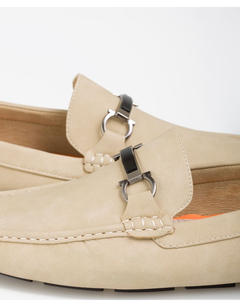Metallic Buckle Faux Suede Driving Loafers Moccasin Slip On Shoes - 4