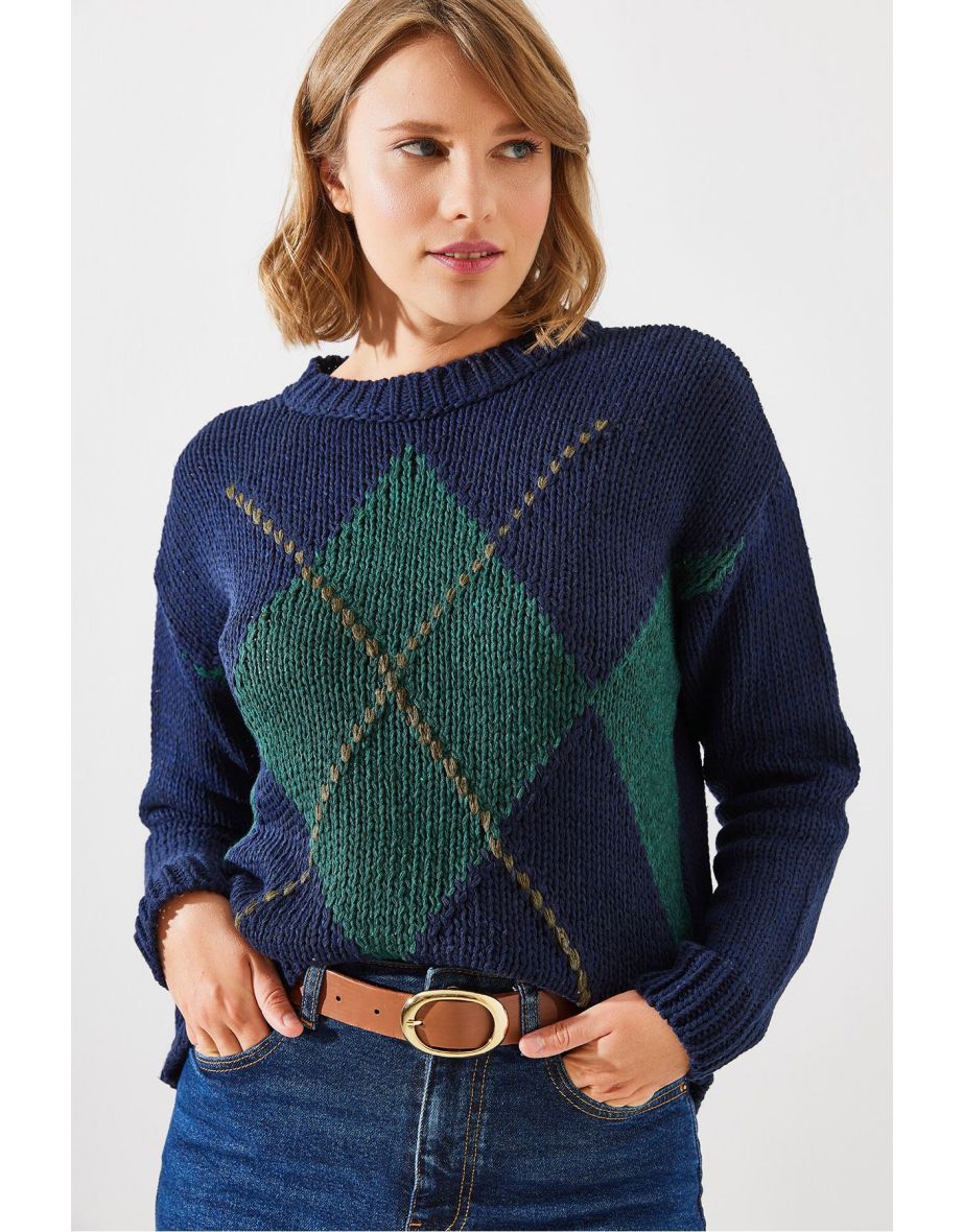 Women's Checkered Sweater
