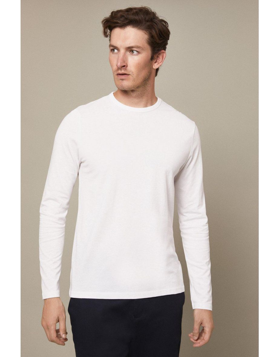 2 Pack Long Sleeve White And Navy Organic T-shirts