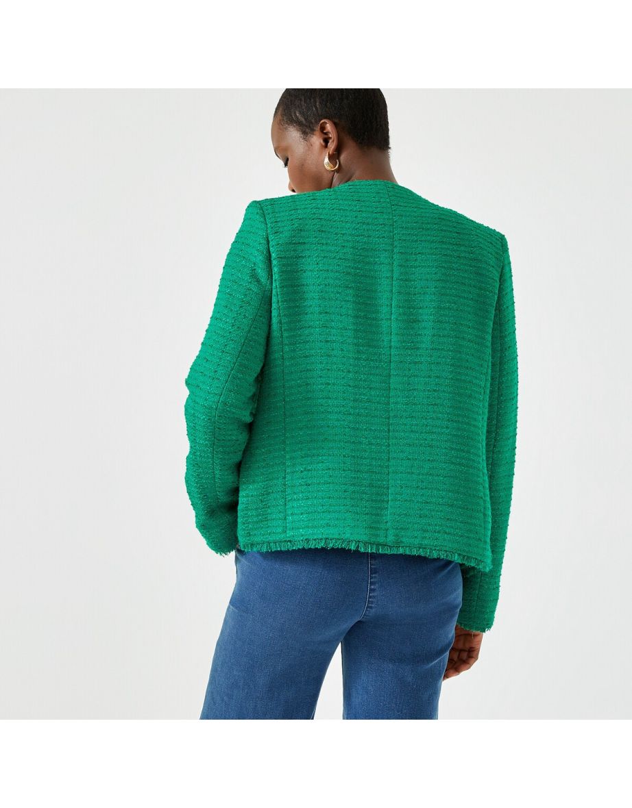 Anne Weyburn Green Tweed Jacket - 3