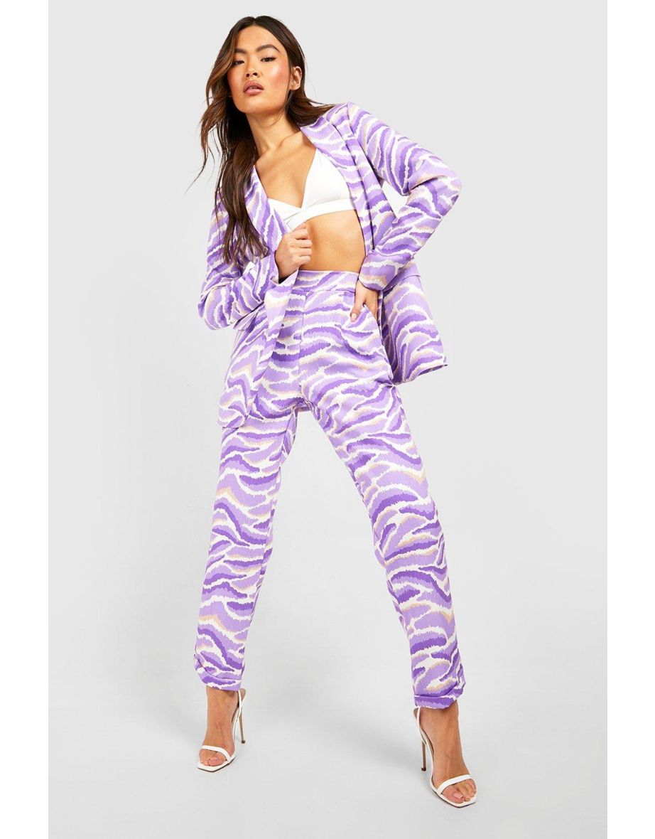 Pastel Abstract Zebra Print Wide Leg Trousers - lilac