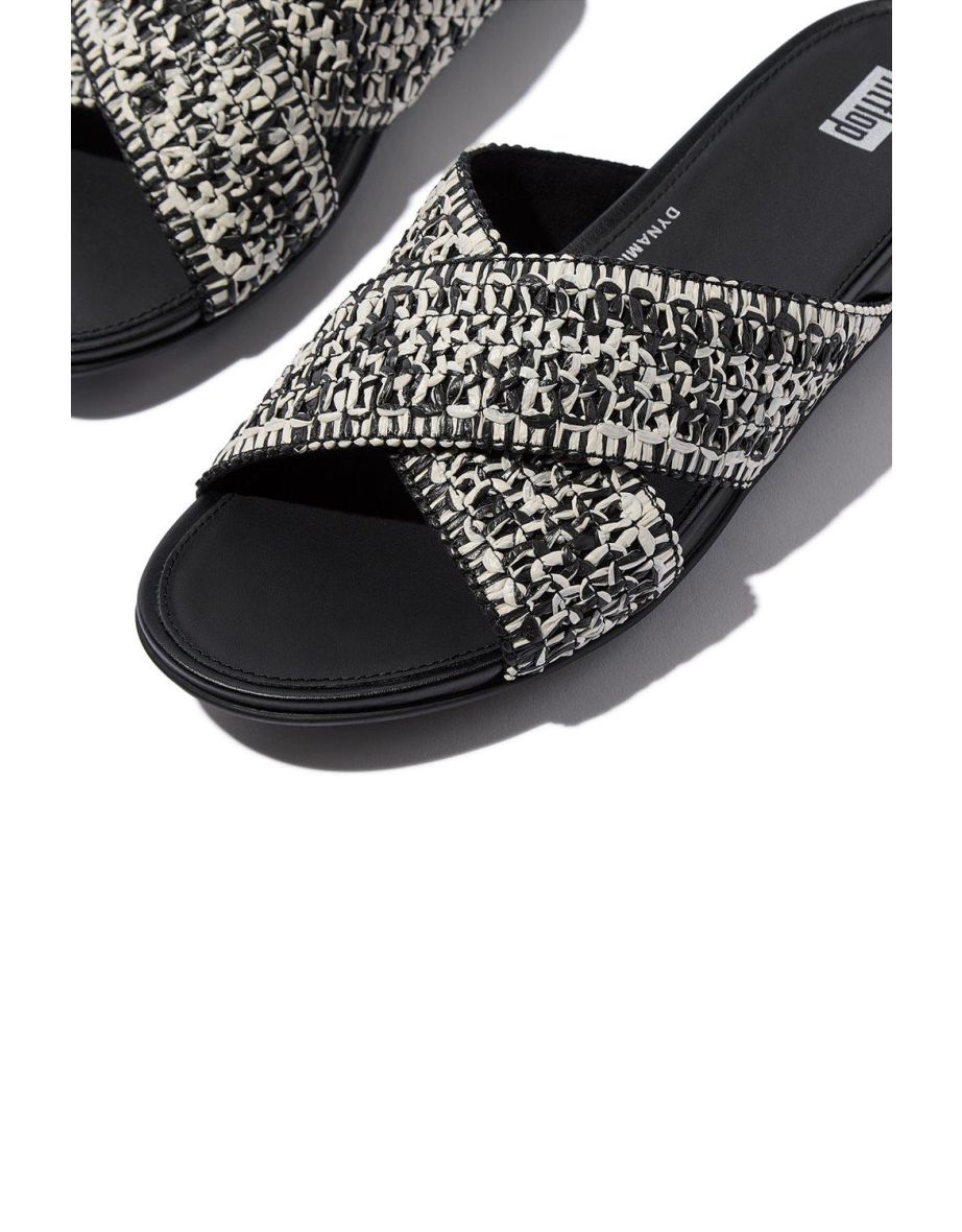 Gracie Woven Cross Slides Black Mix - 3