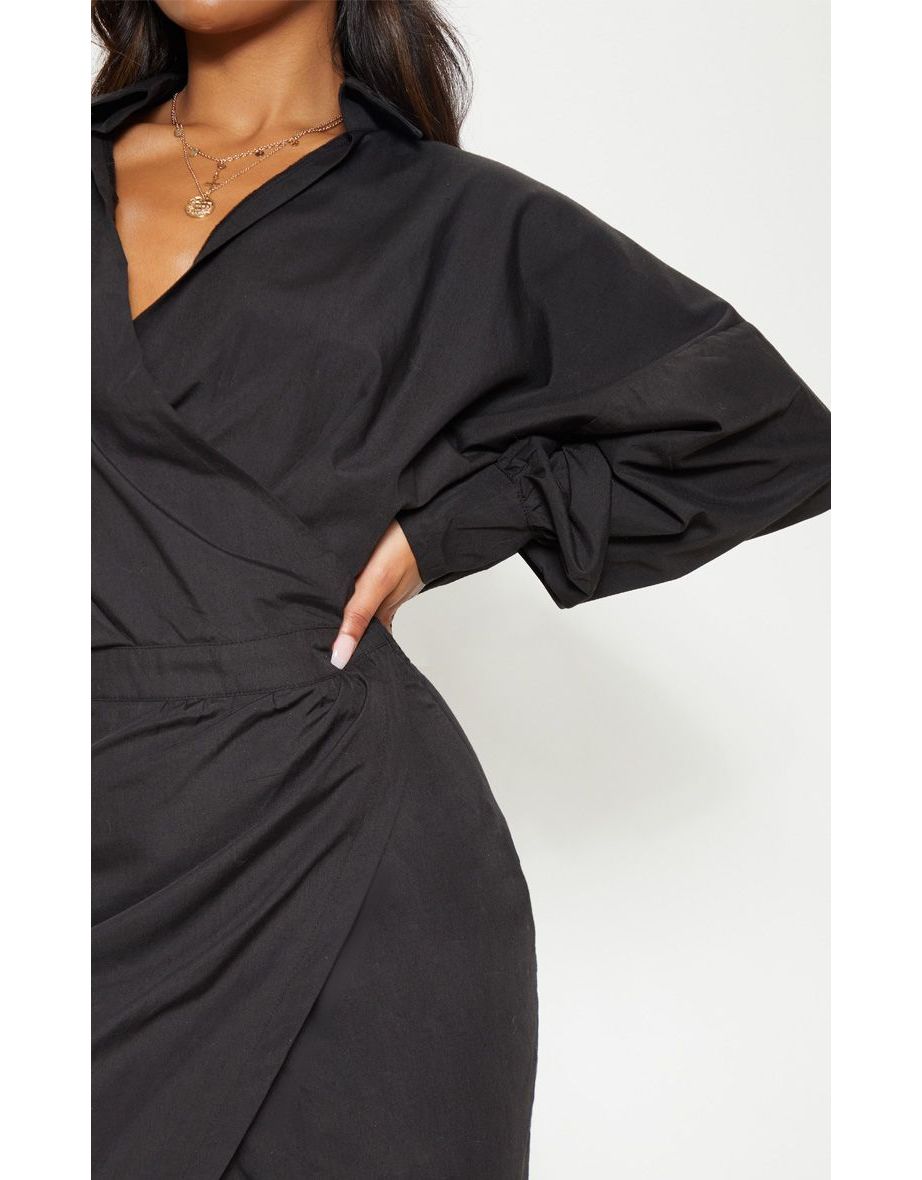 Black Midi Shirt Dress - 4