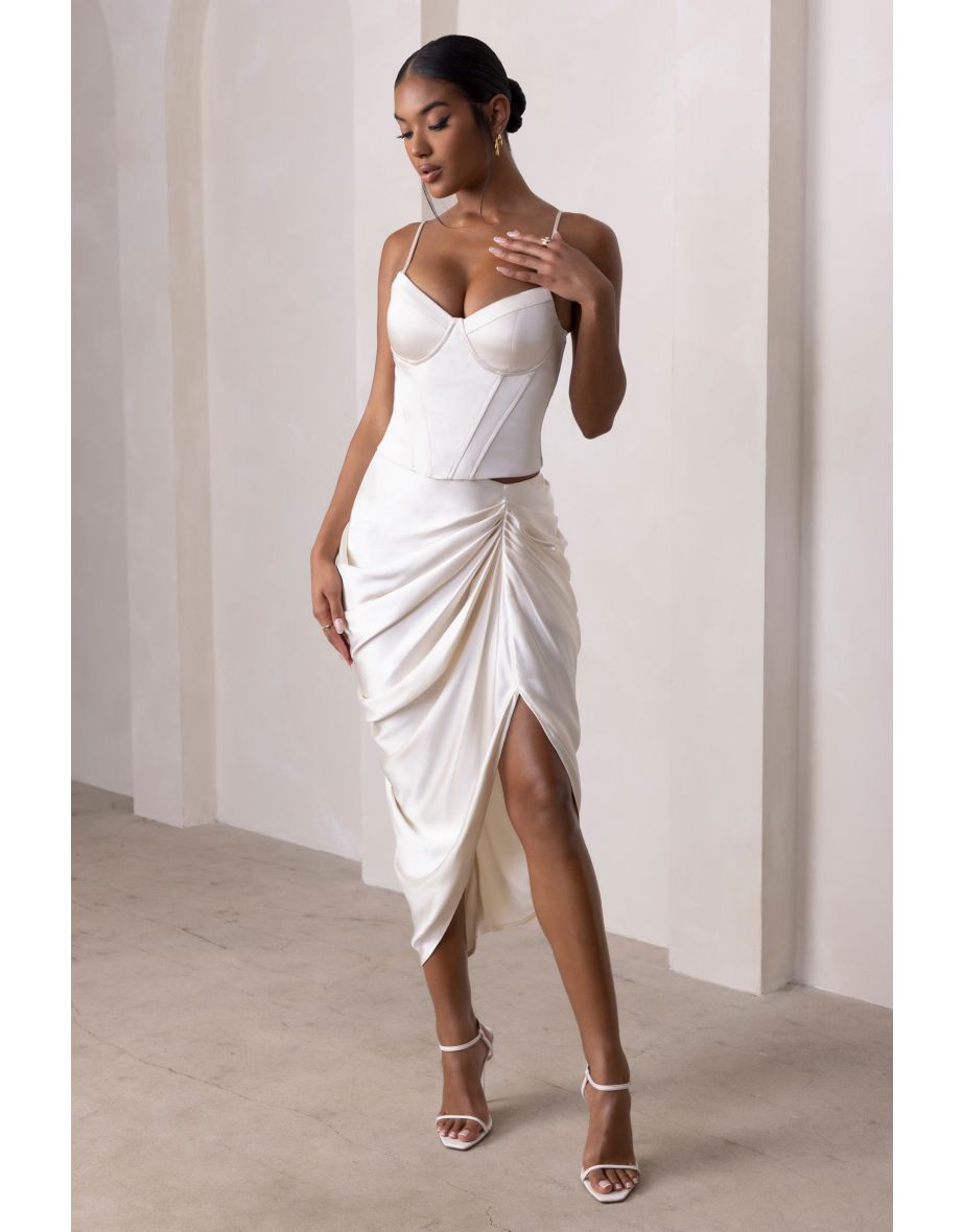 Off white outlet satin midi skirt