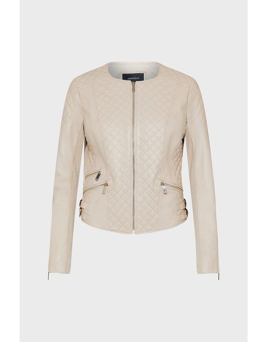 Leather Quilted Biker Jacket - 3