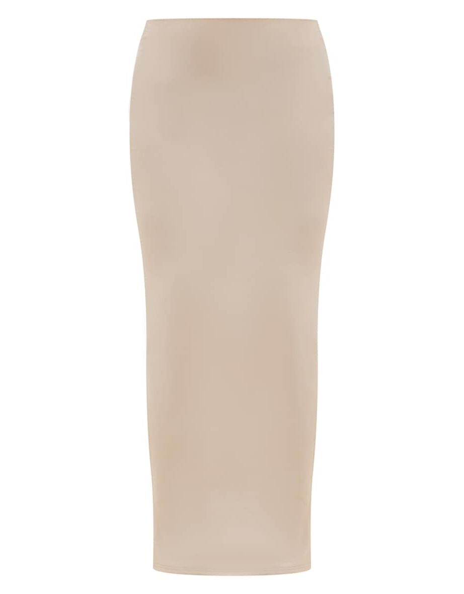 Light Grey Faux Suede Maxi Skirt - 4