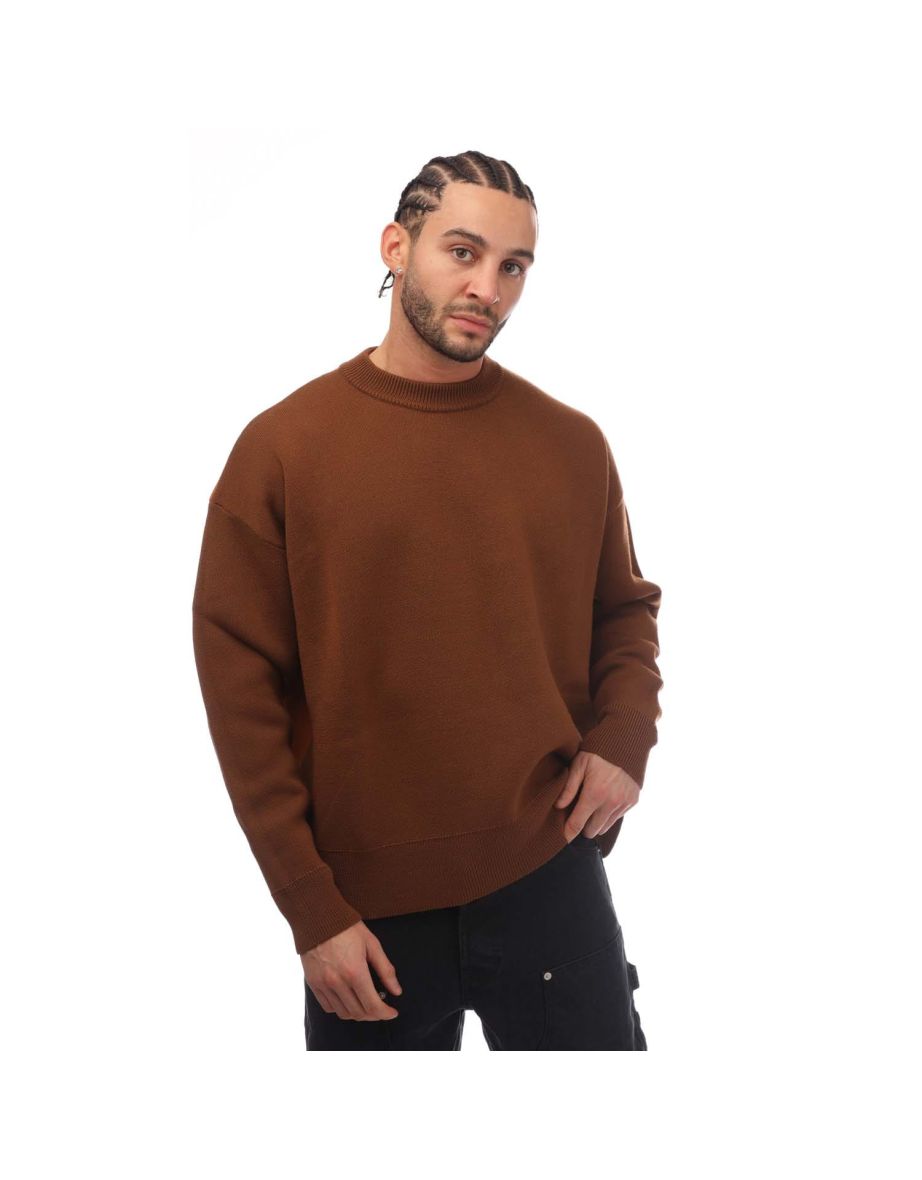 Men's Palm Angels Intarsia Palm Sweater in Brown