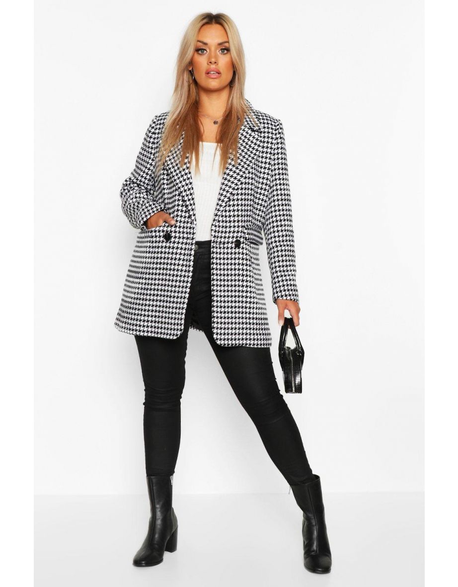 Plus Dogtooth Heavy Weight Blazer - black - 3
