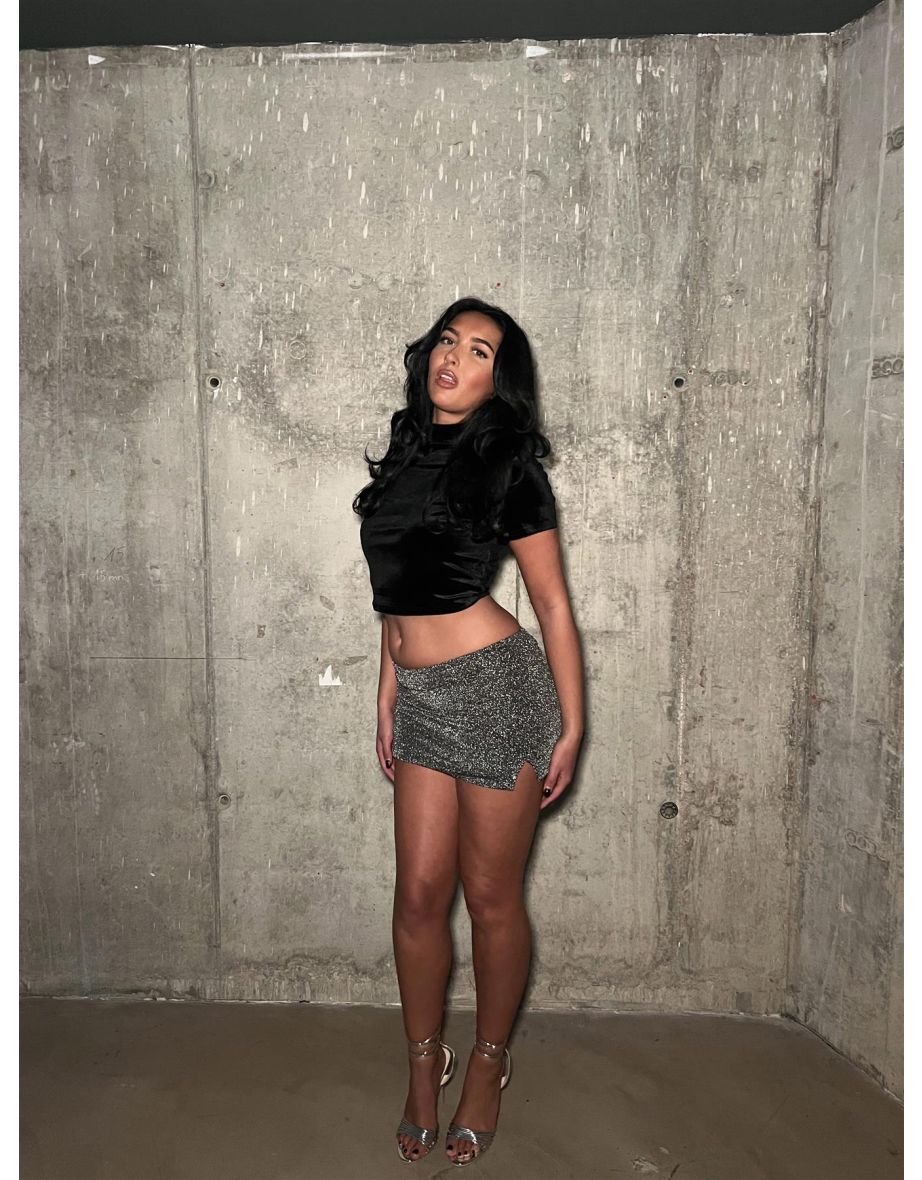 Black-Silver Mini-Skirt - 2