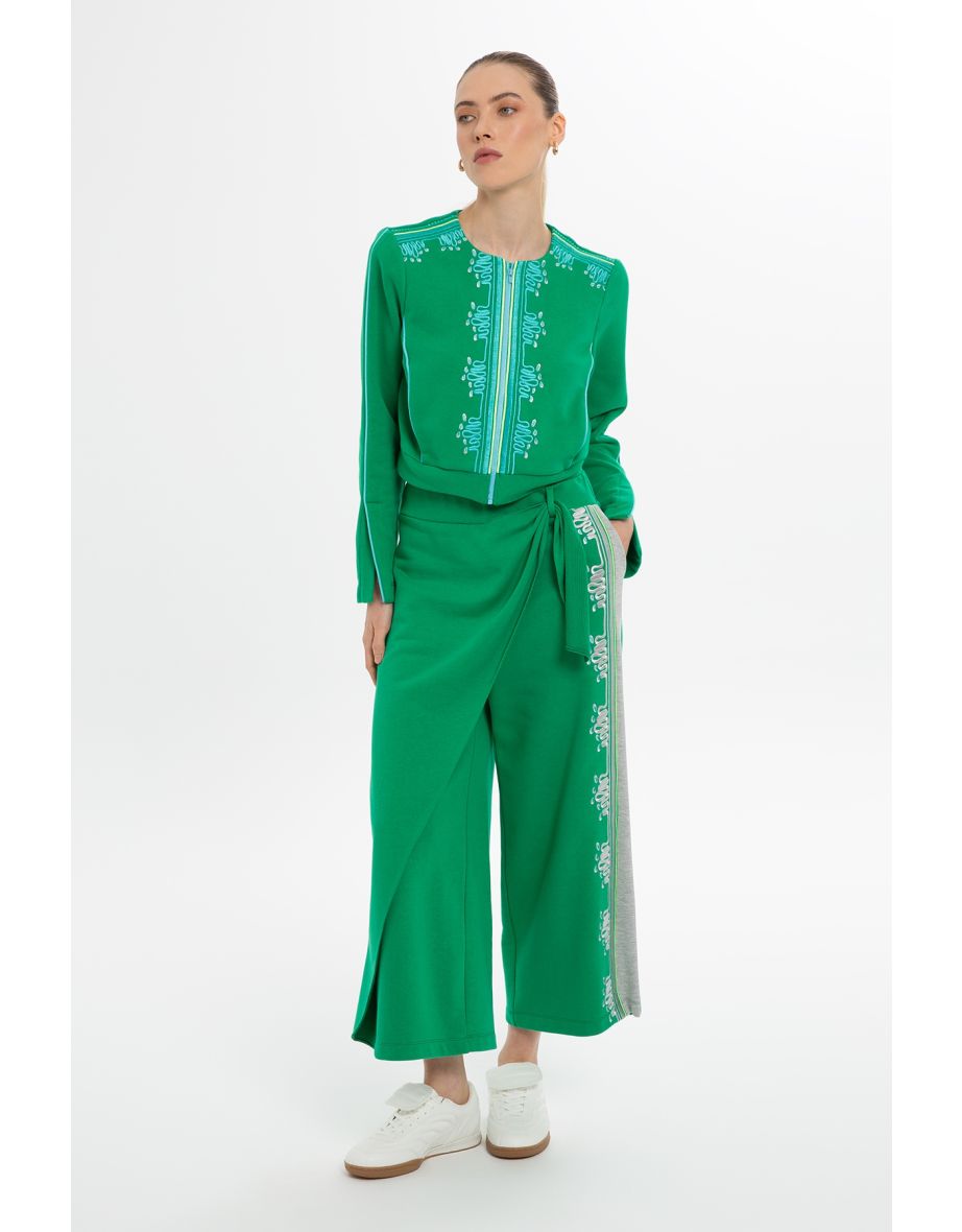 Embroidered Detail Green Jacket