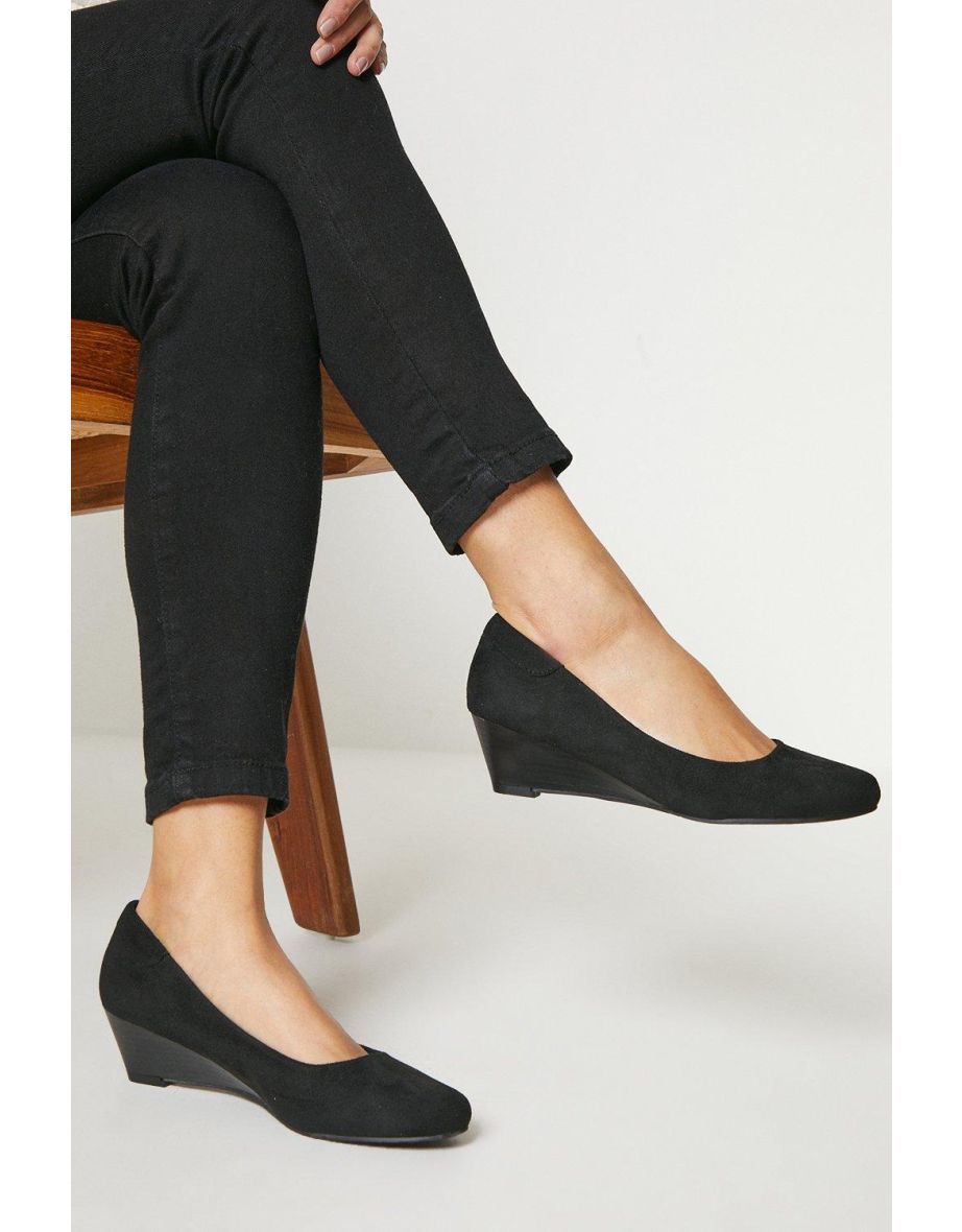 Good For The Sole: Cerys Comfort Low Wedge Heel Court Shoes