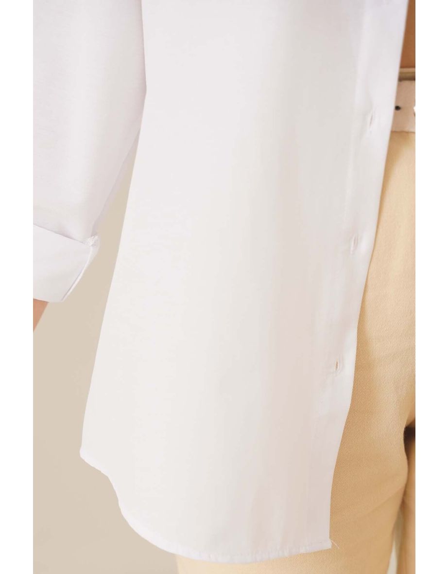 Oversize Basic Hijab Shirt - White - 3
