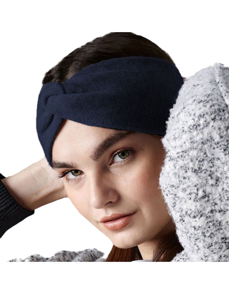 Beechfield Womens/Ladies Twist Knit Headband - French Navy
