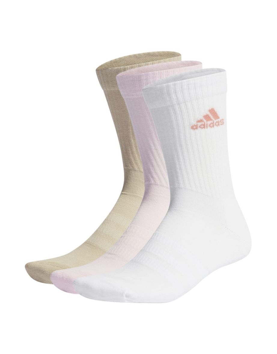Women's adidas 3 Pack of Cushioned Crew Socks in Pink
