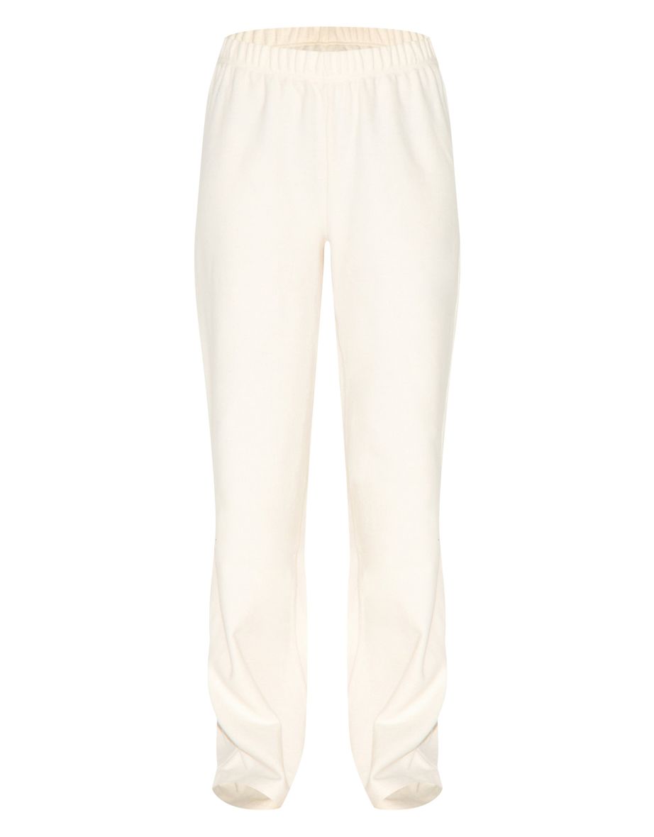 Cream Heavy Brushed Rib Slouchy Wide Leg Trouser - 4