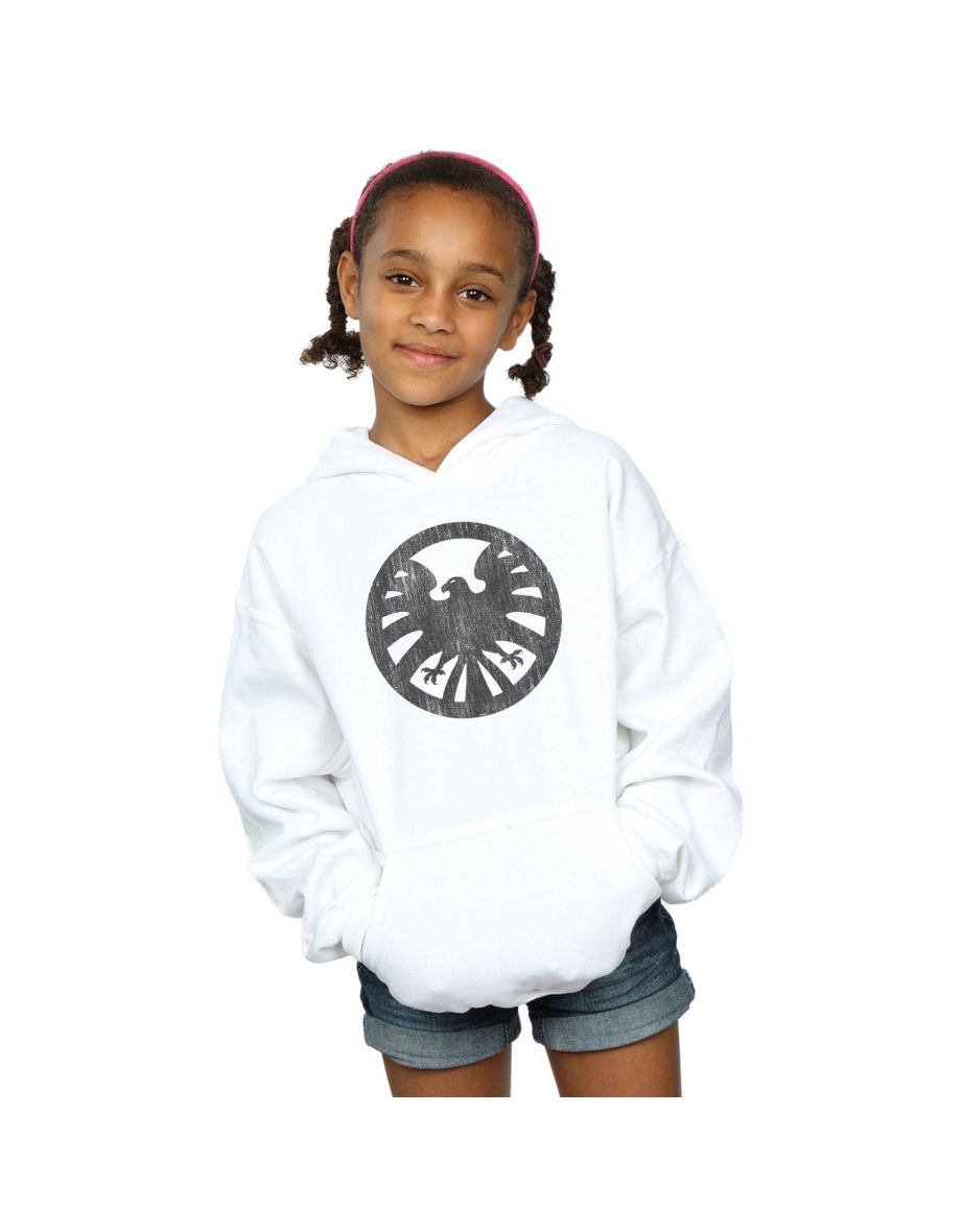 Marvel Girls Agents Of SHIELD Distressed Logo Hoodie - White