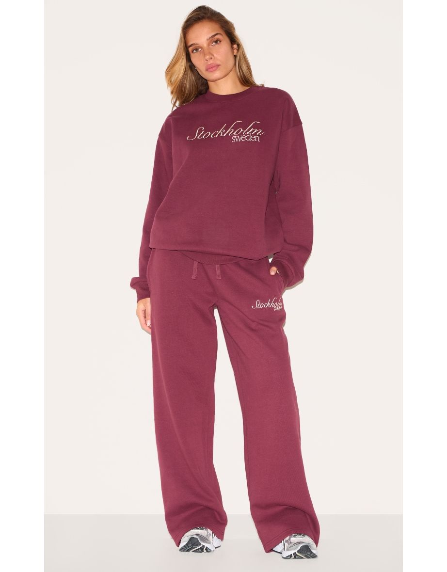 Burgundy Premium Stockholm Embroidered Sweatshirt