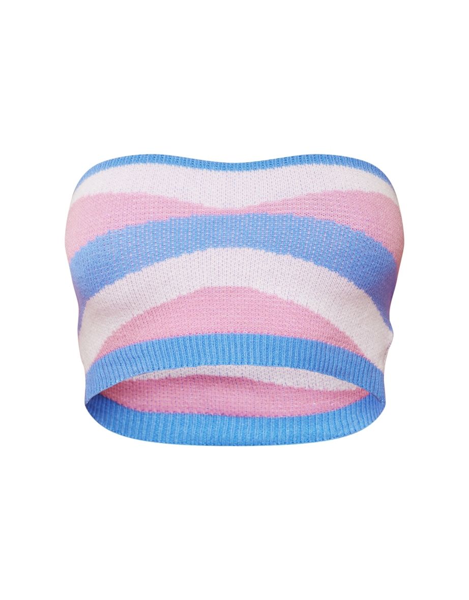 Blue Swirl Knitted Bandeau Top - 4