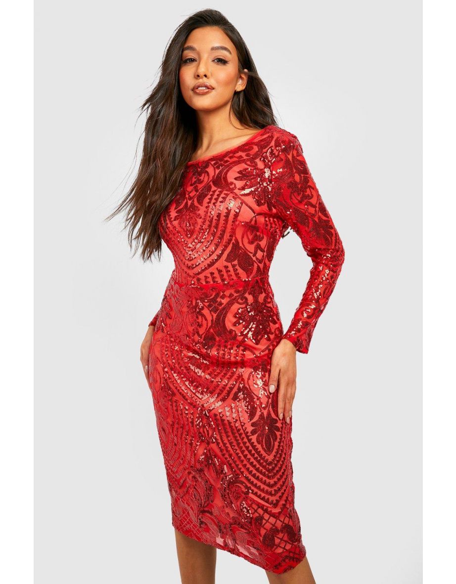 Boohoo sequin midi dress clearance