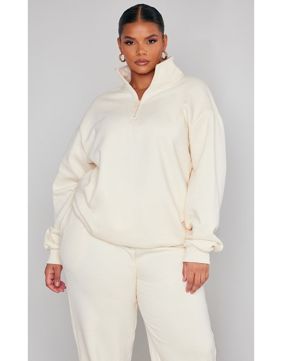 Cream zip up sweater on sale