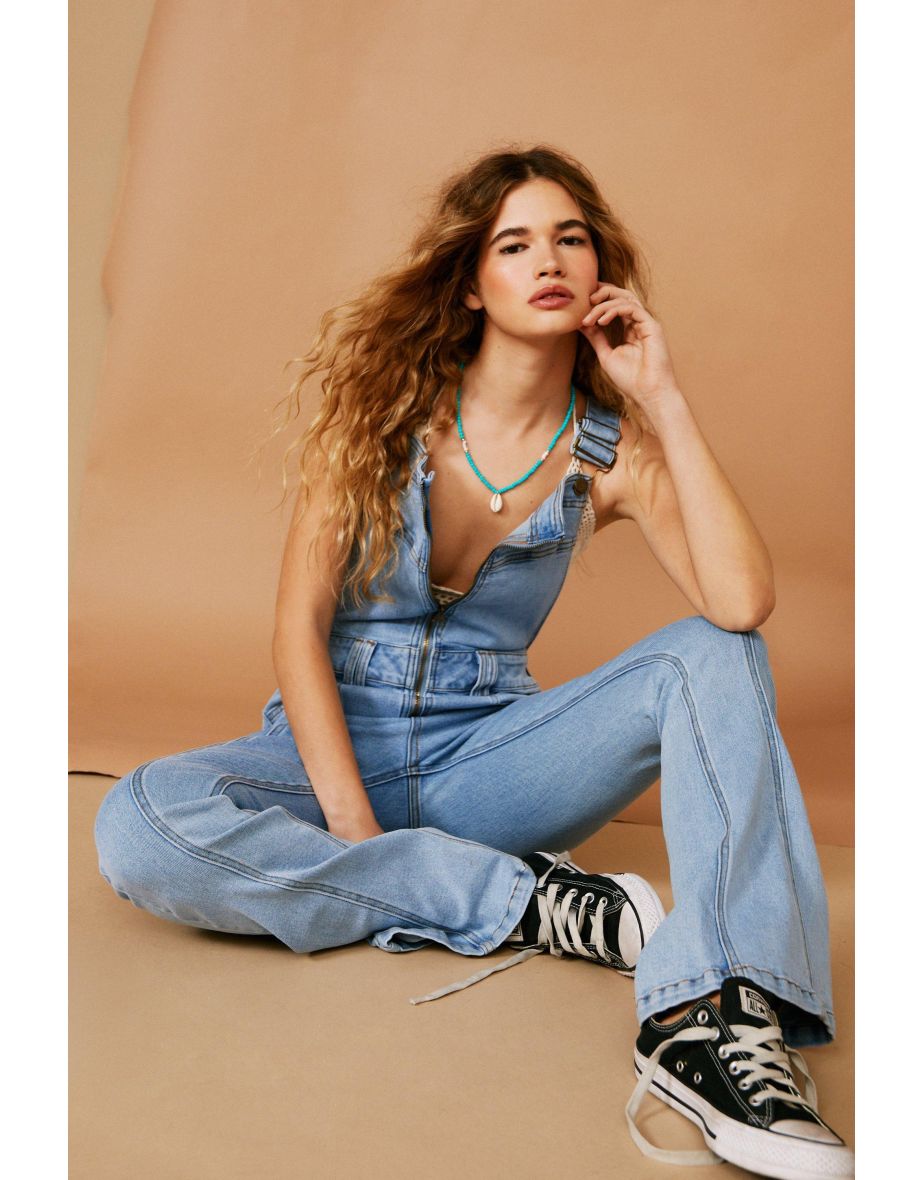 Denim clearance flare dungarees