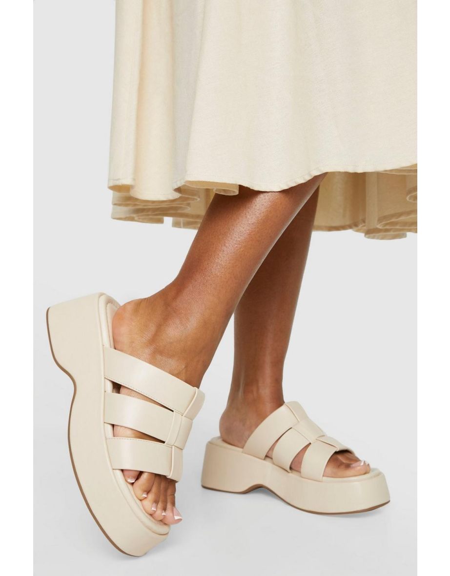 Caged Detail Flatforms - beige